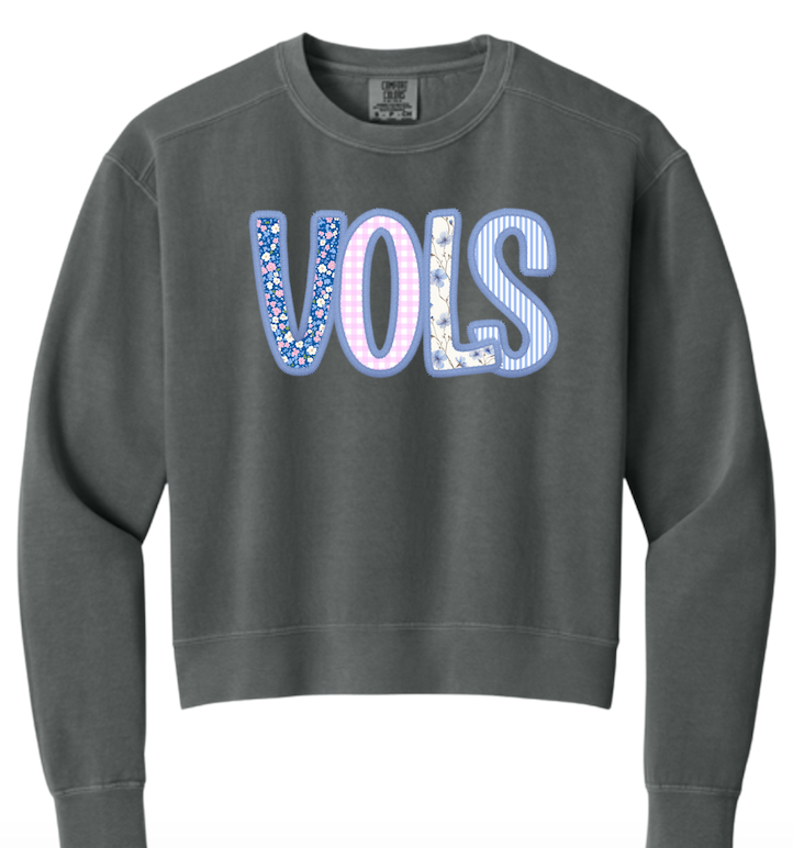 Vols Blue & Pink Logo Comfort Colors® Women’s Mid-Length Crewneck Sweatshirt