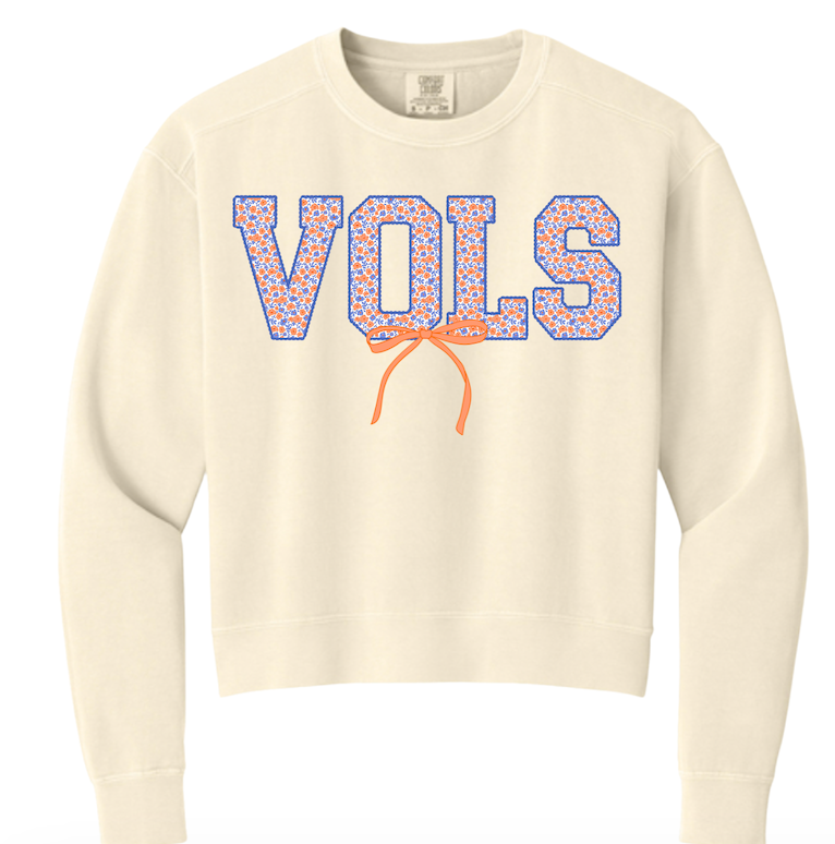 Vols Blue and Orange Flower Logo Comfort Colors® Women’s Mid-Length Crewneck Sweatshirt