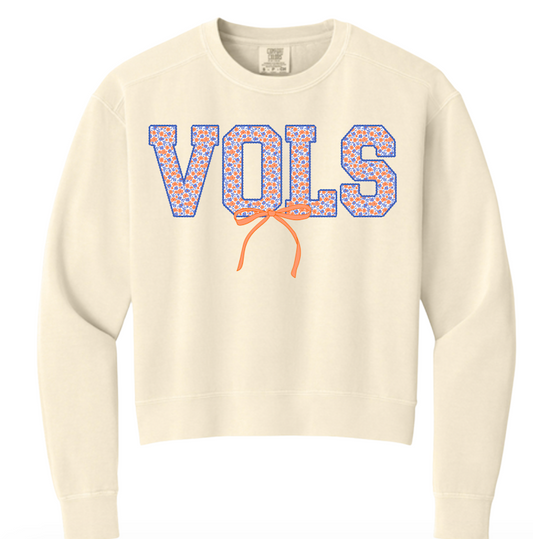 Vols Blue and Orange Flower Logo Comfort Colors® Women’s Mid-Length Crewneck Sweatshirt