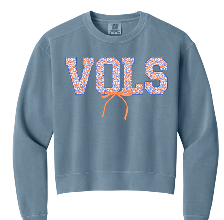 Vols Blue and Orange Flower Logo Comfort Colors® Women’s Mid-Length Crewneck Sweatshirt