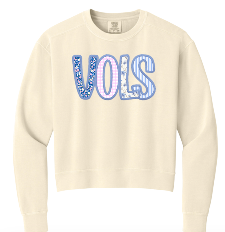 Vols Blue & Pink Logo Comfort Colors® Women’s Mid-Length Crewneck Sweatshirt