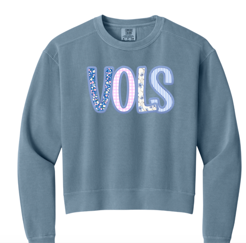Vols Blue & Pink Logo Comfort Colors® Women’s Mid-Length Crewneck Sweatshirt